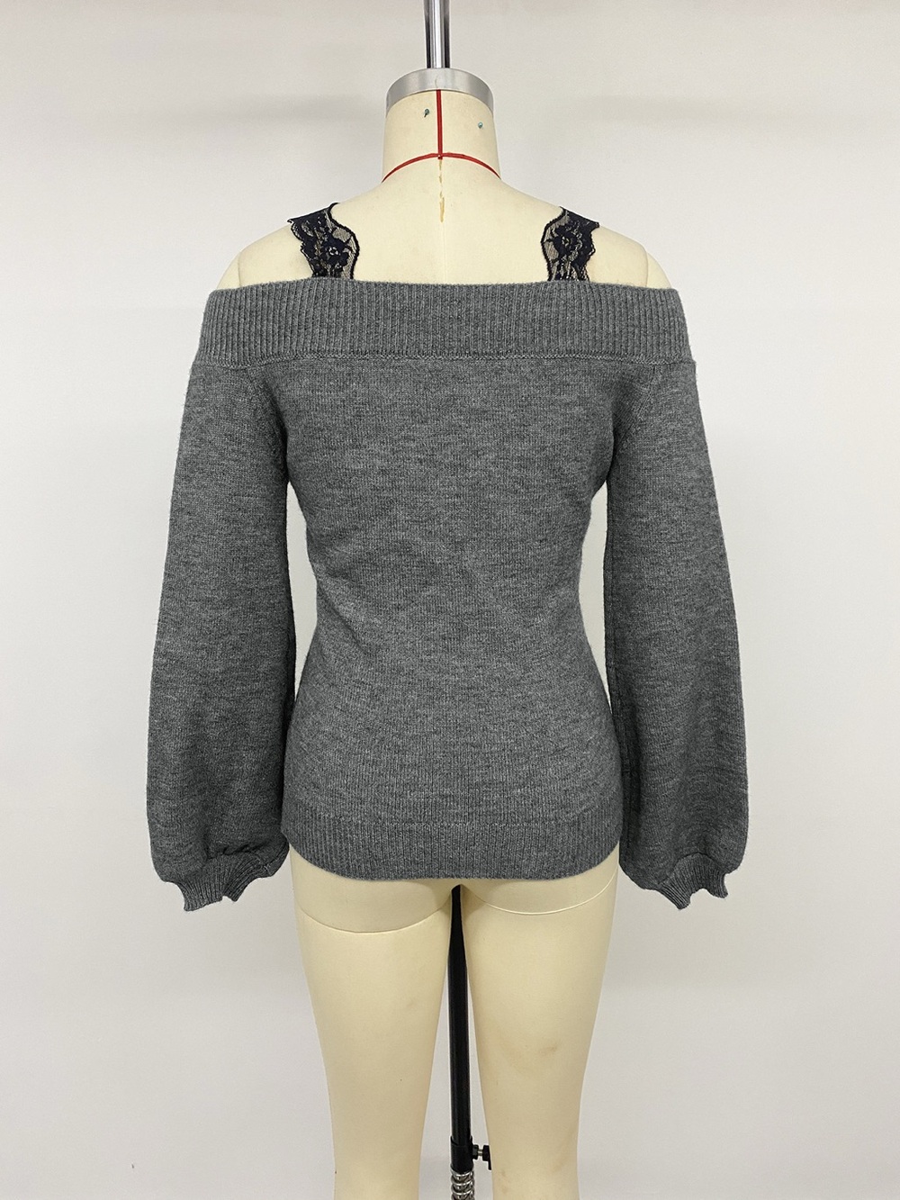 Off-Shoulder Lace Trim Sweater - Picture 9 of 14